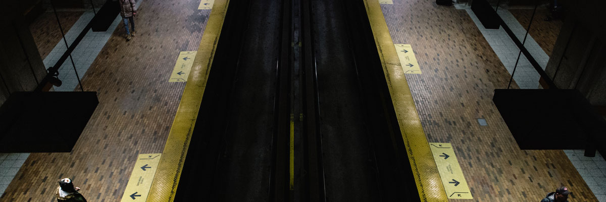 empty train platform aerial view